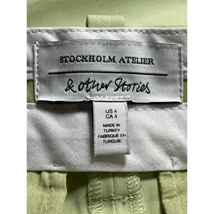 & Other Stories Women's Green High Waisted Straight Wide Leg Trousers Pants Sz 4