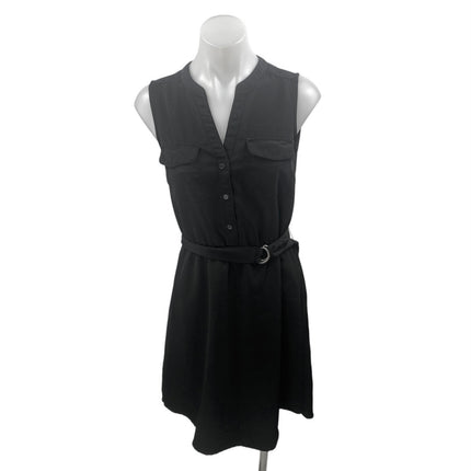 Mossimo Women's Black Sleeveless Button Front Belted Mini Shirt Dress Size XS