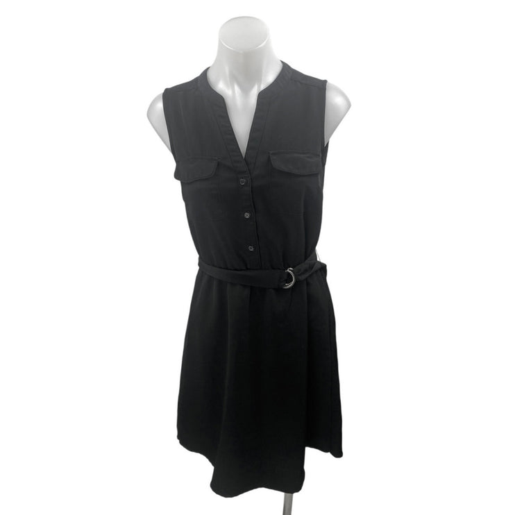 Mossimo Women's Black Sleeveless Button Front Belted Mini Shirt Dress Size XS