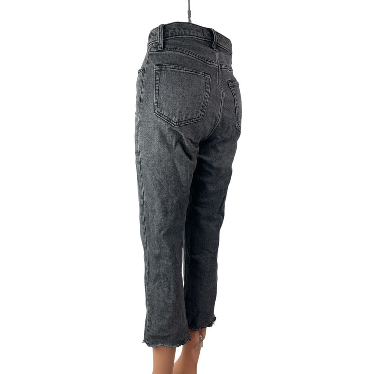 Abercrombie & Fitch The Ankle Straight Ultra High Rise Black Crop Denim Jeans 25