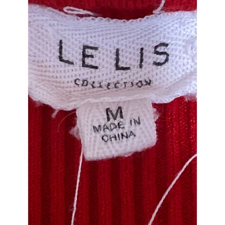 Le Lis Red Sleeveless Ribbed Knit Bow Ribbon Knit Cami Tank Blouse Crop Top M