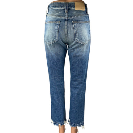 Trave Women's Blue High Waisted Distressed Straight Leg Denim Jeans Size 25