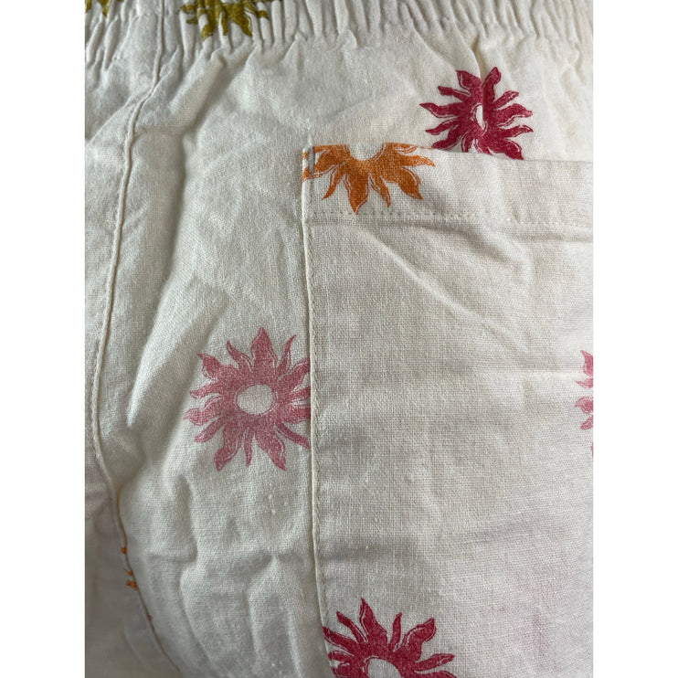 NEW Old Navy Women's Cream Linen Floral Elastic Waist Casual Summer Shorts XL