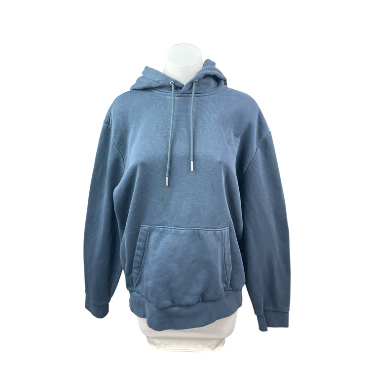 Calvin Klein Jeans Womens Blue Fleece Hoodie Hooded Pocket Sweatshirt Top Size L