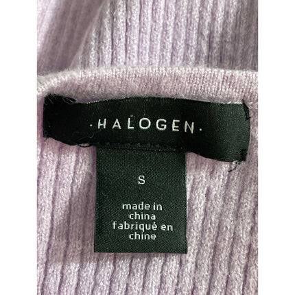 Halogen Women's Purple Lilac Sweetheart Ribbed Knit Short Sleeve Sweater Top S