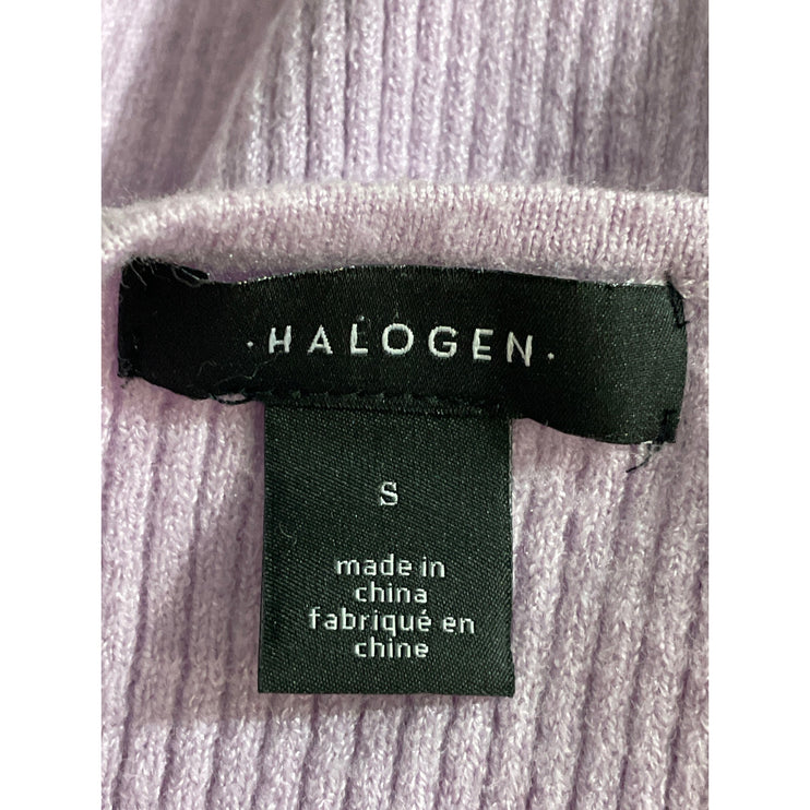 Halogen Women's Purple Lilac Sweetheart Ribbed Knit Short Sleeve Sweater Top S