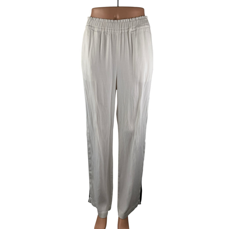 Frame Women's White High Rise Elastic Waist Pull On Wide Leg Trousers Pants S