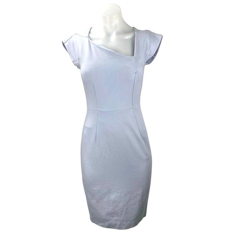 French Connection Blue Short Sleeve Asymmetric Neck Mini Pencil Sheath Dress XS