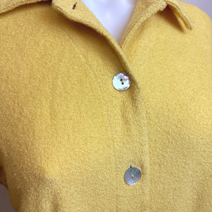 & Other Stories Yellow Button Down Collared Mini Short Sleeve Shirt Dress Sz XS