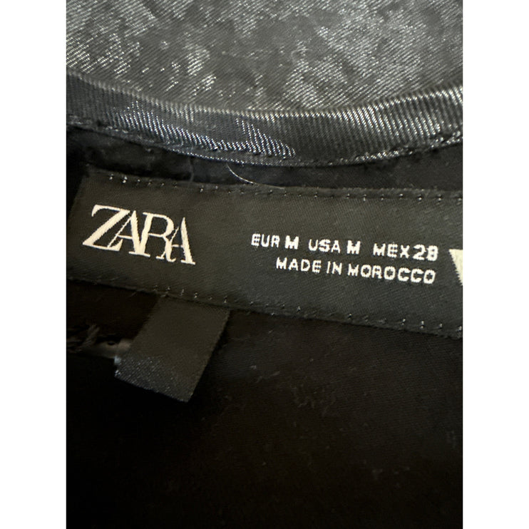 NEW Zara Black Silky Satin Sleeveless Scoop Neck Cami Mini Tank Slip Dress Sz M