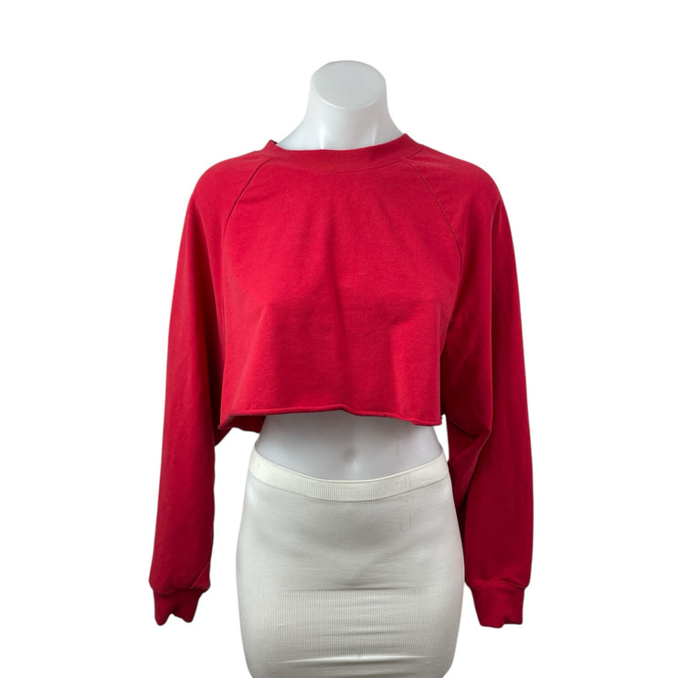 Alo Yoga Red Yoga Gym Workout Athletic Activewear Crop Sweater Sweatshirt Top S