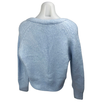 Zara Blue Yellow Embroidered Floral Long Sleeve Button Up Cardigan Sweater Top S