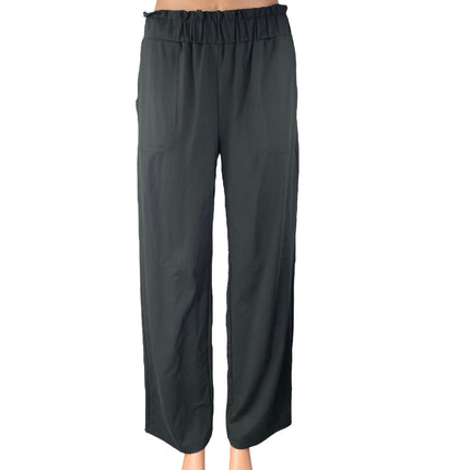 Joie Women's Black High Waist Pull On Casual Straight Wide Leg Trousers Pants S