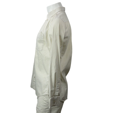 Everlane Men's Cream Long Sleeves Collared Casual Button Down Shirt Top Size L