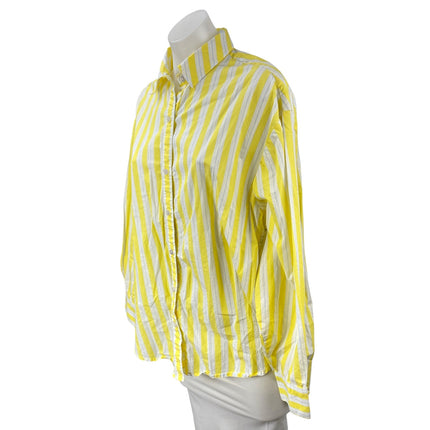 Aerie Women's Yellow Striped Poplin Long Sleeve Button Down Shirt Top Size XS