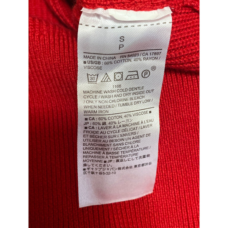 Banana Republic Women's Red Ribbed Knit Long Sleeve Faux Wrap Sweater Top Size S