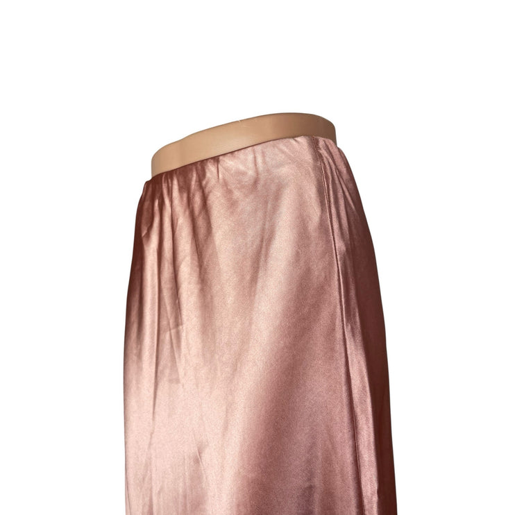 Bella Vie Women's Pink Silk Satin High Waisted Flowy A Line Maxi Skirt Size S
