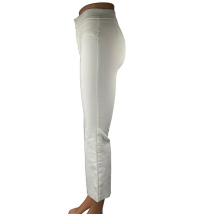 Zara Women's White High Waisted Slim Flared Cropped Trousers Pants Size XS