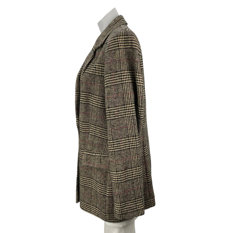 The Drop Women's Beige Plaid Long Sleeve Notch Lapel Blazer Coat Suit Jacket L