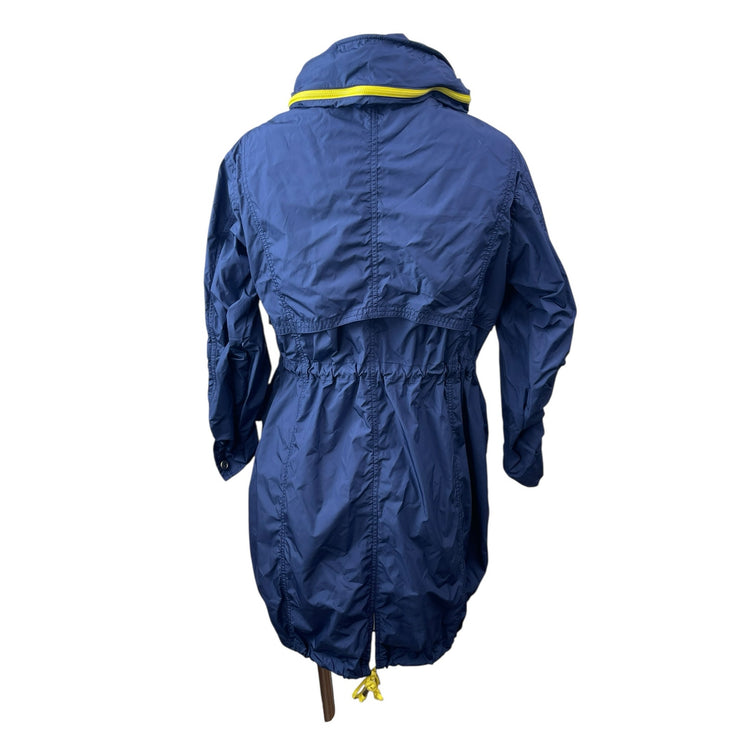 NEW Bonnie Alex Women's Blue Hooded Long Sleeve Parka Rain Coat Jacket Size M/L
