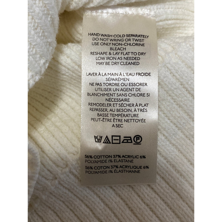 Free People Women's White Cream Ribbed Knit Mock Neck Cropped Sweater Top Sz XS