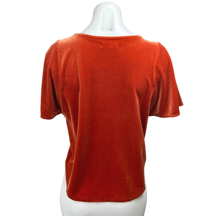 Madewell Women's Orange Velvet Velour Short Sleeve Blouse T-Shirt Top Size XXS