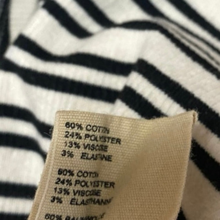 Free People White Black Striped Open Back Long Sleeve Crop Sweater Top Size S