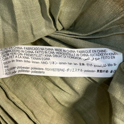 Massimo Dutti Green Linen Pleated Sleeveless Square Neck Cami Tank Maxi Dress S