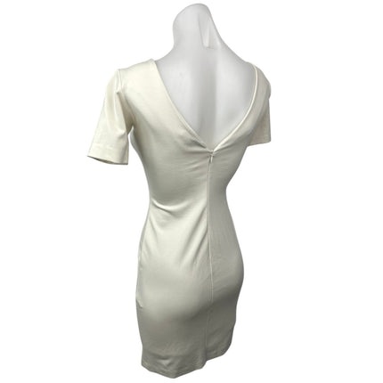 Amanda Uprichard White Short Sleeve Stretch Career Mini Bodycon Sheath Dress S