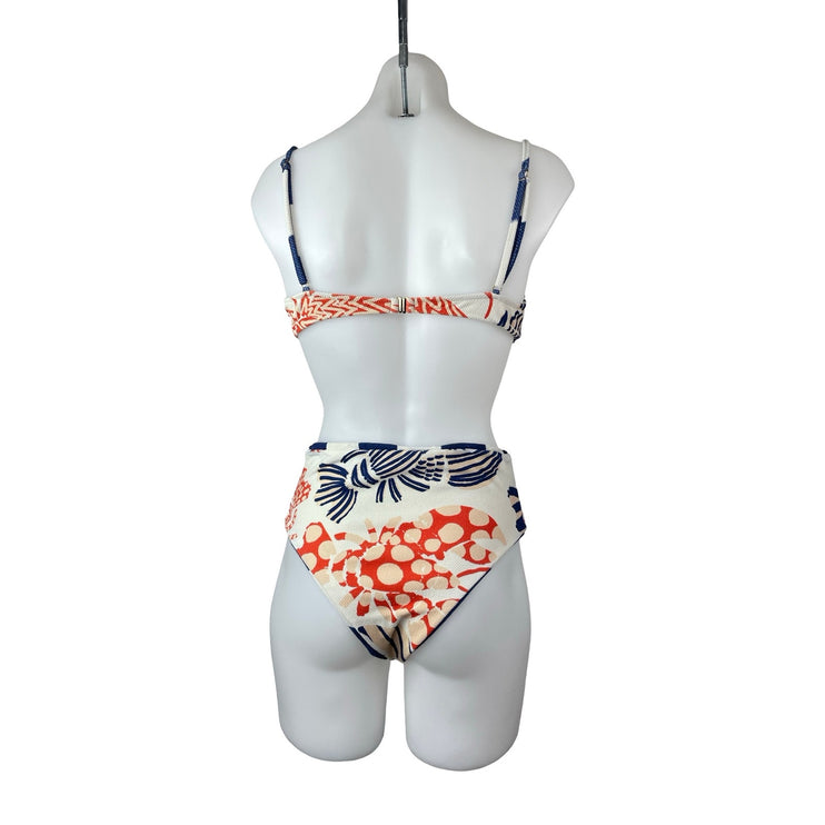 Farm Rio Mixed Lobsters Underwire Bandeau High Waist 2 Pc Bikini Set Swimwear L