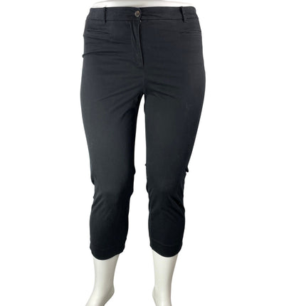 Ann Taylor Womens Black High Waisted Cropped Slim Tapered Capri Trouser Pants 14