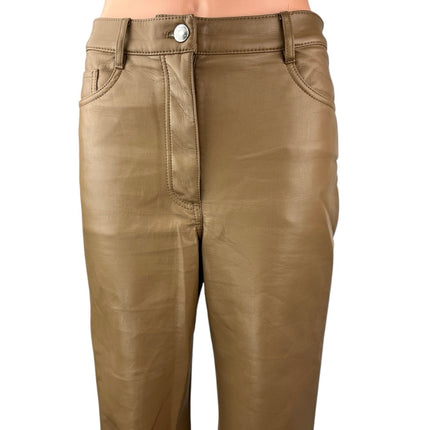 Aritzia Wilfred Women's Tan Faux Leather Vegan High Rise Straight Pants Size 6