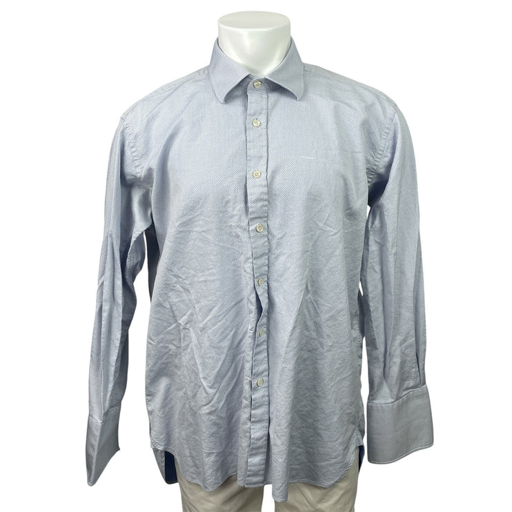 Charles Tyrwhitt Men's Blue Dots Long Sleeve Collared Button Down Shirt Top 44