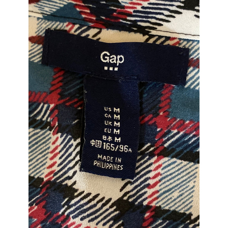 Gap Women's Multicolor Plaid Checkered Short Sleeve Crewneck Tee T-shirt Top M