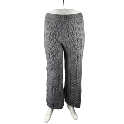 Cider Women's Gray Cable Knit Wide Leg Sweater Lounge Trousers Pants Size 0XL