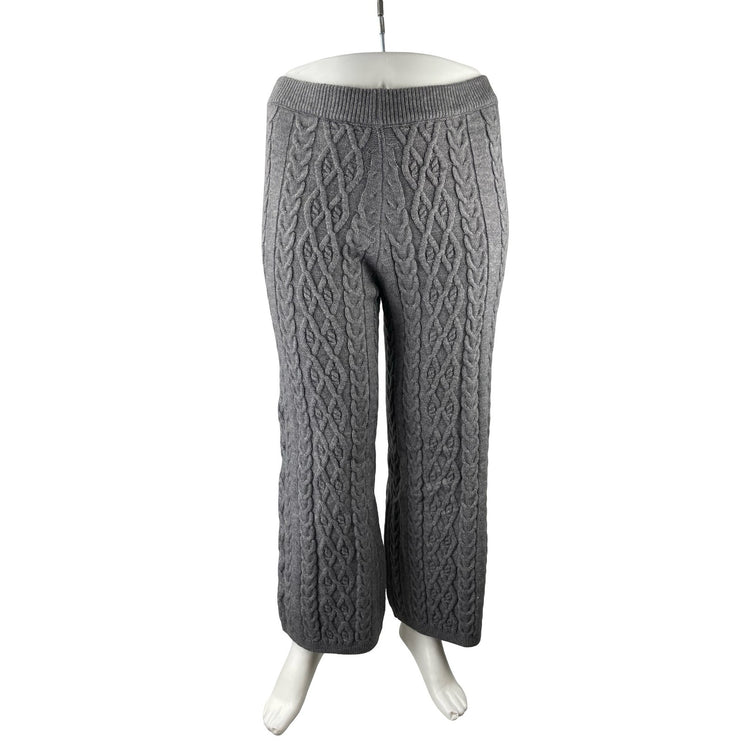 Cider Women's Gray Cable Knit Wide Leg Sweater Lounge Trousers Pants Size 0XL