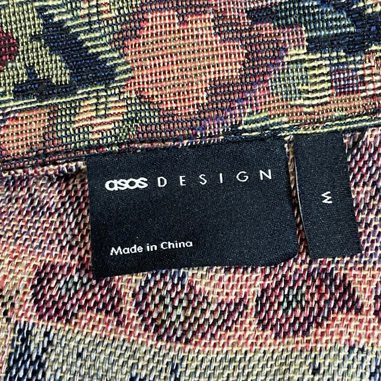Asos Men's Multicolor Boxy Paisley Tapestry Short Sleeve Button Down Shacket M