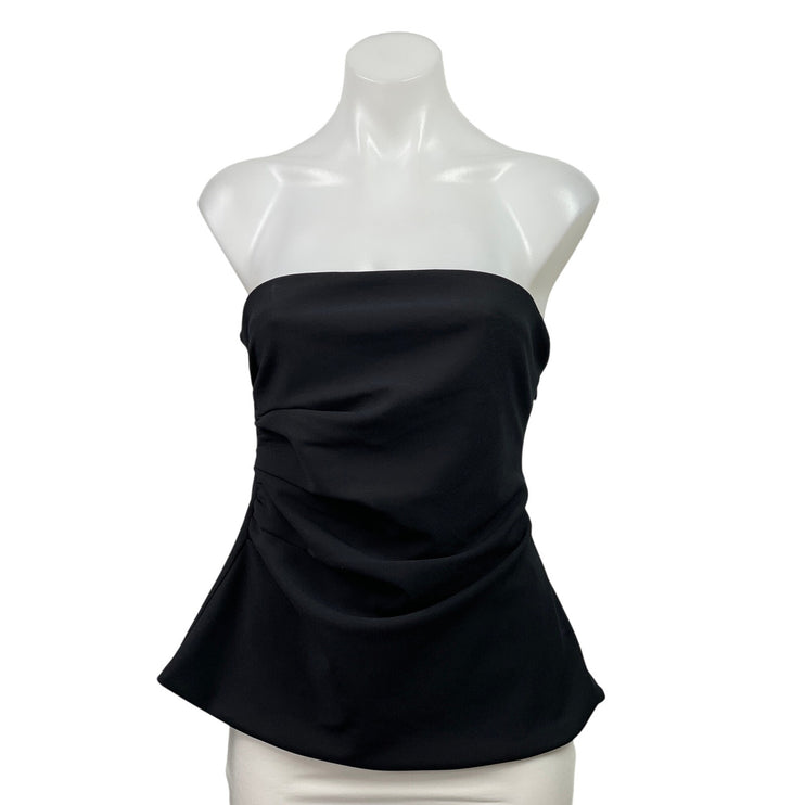 Abercrombie & Fitch Black Ruched Strapless Bandeau Tube Peplum Blouse Top Size M