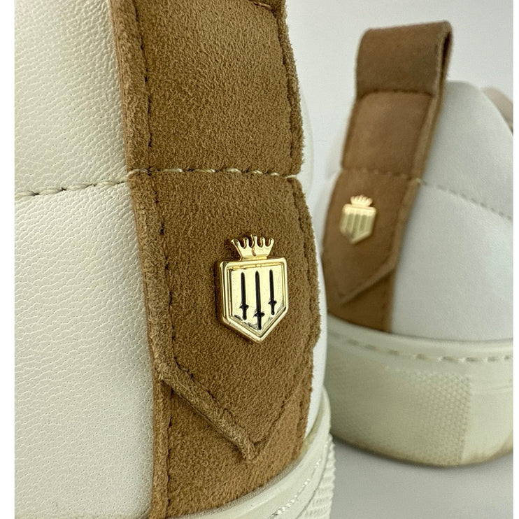 Fairfax & Favor Alexandra Womens Tan Navy Leather Trainers Sneakers Shoes US 7.5