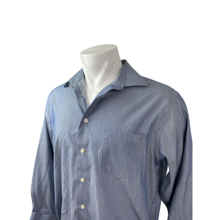 Kenneth Cole Reaction Men's Blue Striped Long Sleeve Button Up Dress Shirt Top L