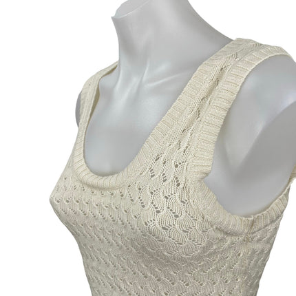Zara Women's Cream Crochet Knit Sleeveless Cami Camisole Tank Crop Top Size S