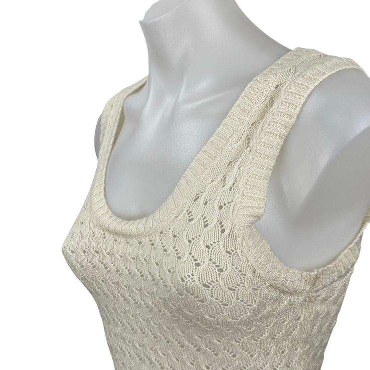 Zara Women's Cream Crochet Knit Sleeveless Cami Camisole Tank Crop Top Size S