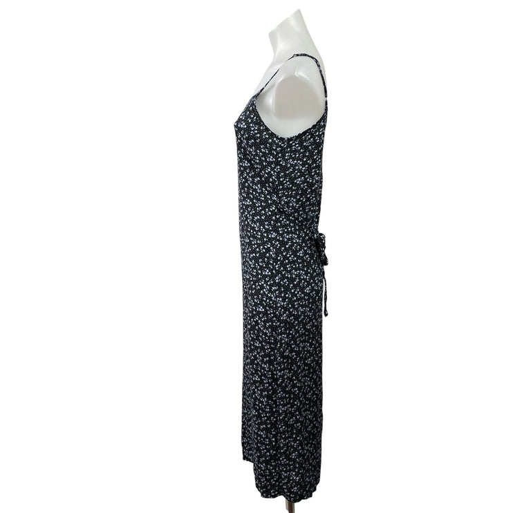 Brandy Melville Black Floral Sleeveless Tie Back Cami Tank Midi Dress Size S