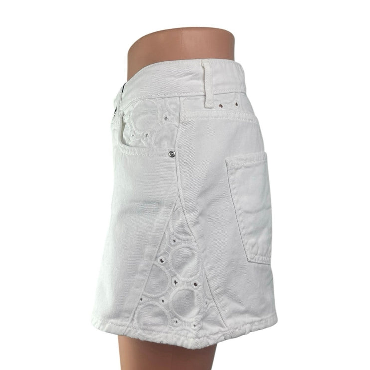 NEW Zara Women's White High Waisted Straight Y2k Mini Denim Jean Shorts Size 4