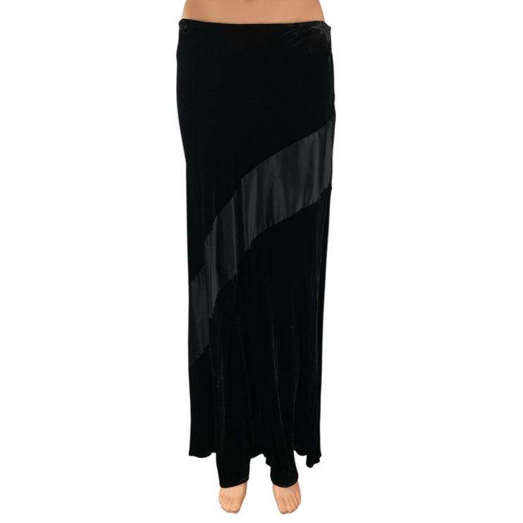 Kenar Women's Black Velvet Velour High Waist Maxi Straight Pencil Skirt Size 12