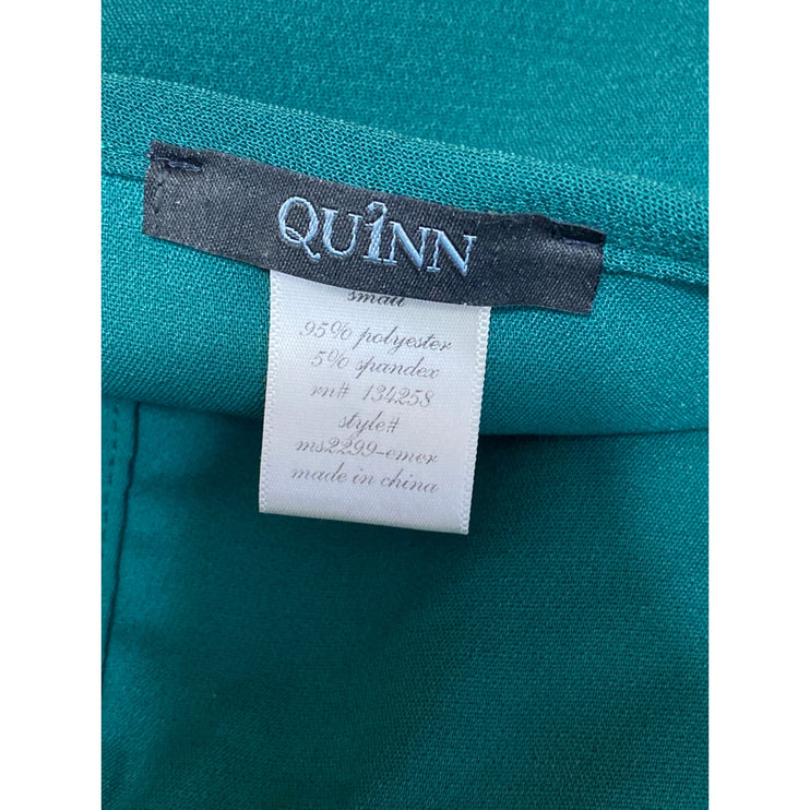 Quinn Women's Green High Waisted Zip Career Straight Pencil Mini Skirt Size S