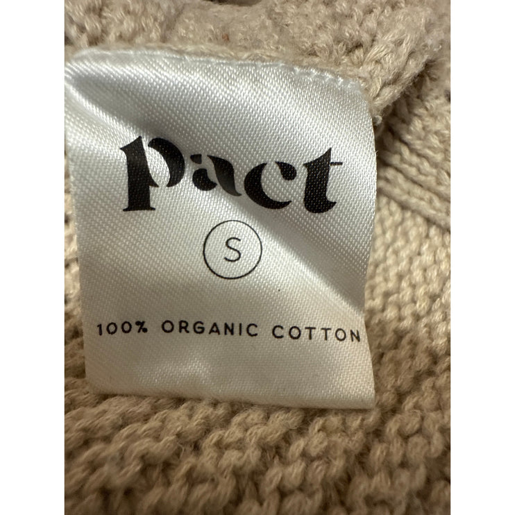 Pact Women's Cream Rib Knit High Neck Long Sleeve Oversized Sweater Top Size S