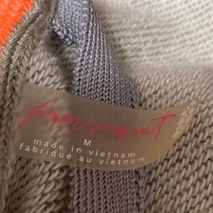 Free People Women's Gray Distressed Long Sleeve Hooded Hoodie Crop Sweatshirt M