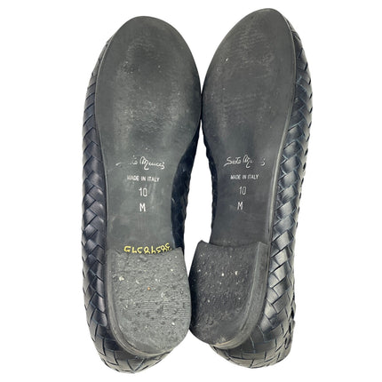 Sesto Meucci Women's Black Faux Leather Vegan Slip On Ballet Flats Shoes Size 10