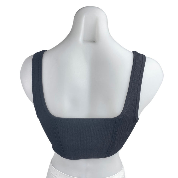 Aritzia Babaton Black Sleeveless Sculpt Rib Corset Bustier Tank Crop Top Size S